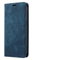 Magnetic flip leather phone case for iPhone in black, showing closed cover with magnetic clasp.