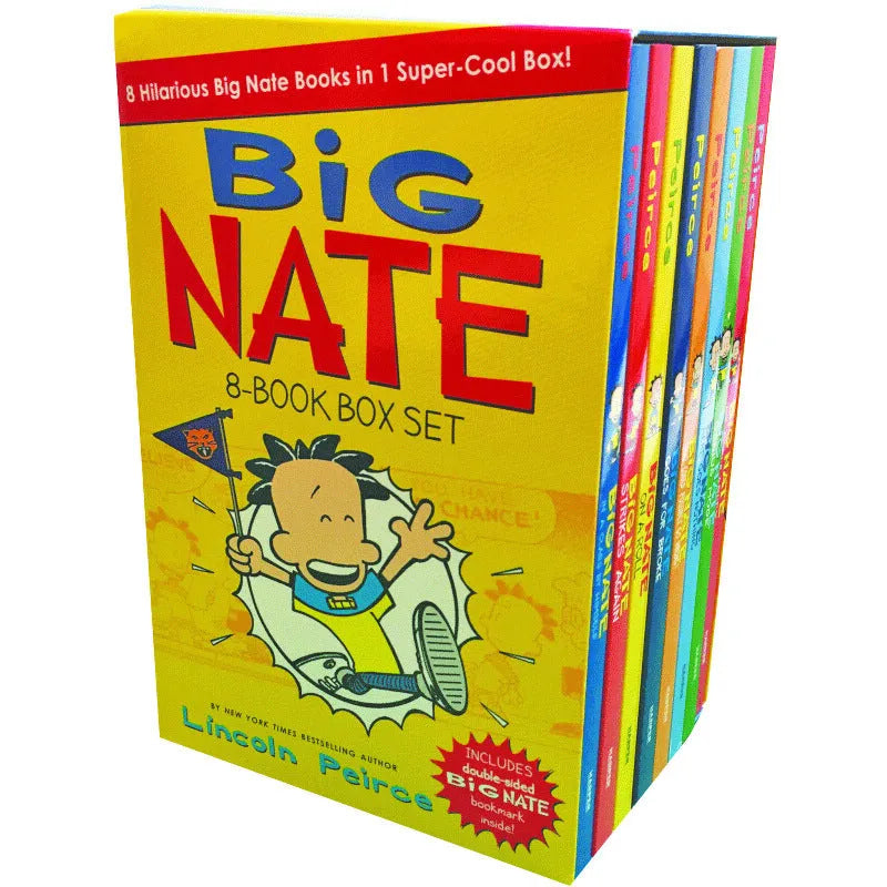 Big Nate 8-Book Box Set showing eight paperback volumes by Lincoln Peirce in a cardboard box
