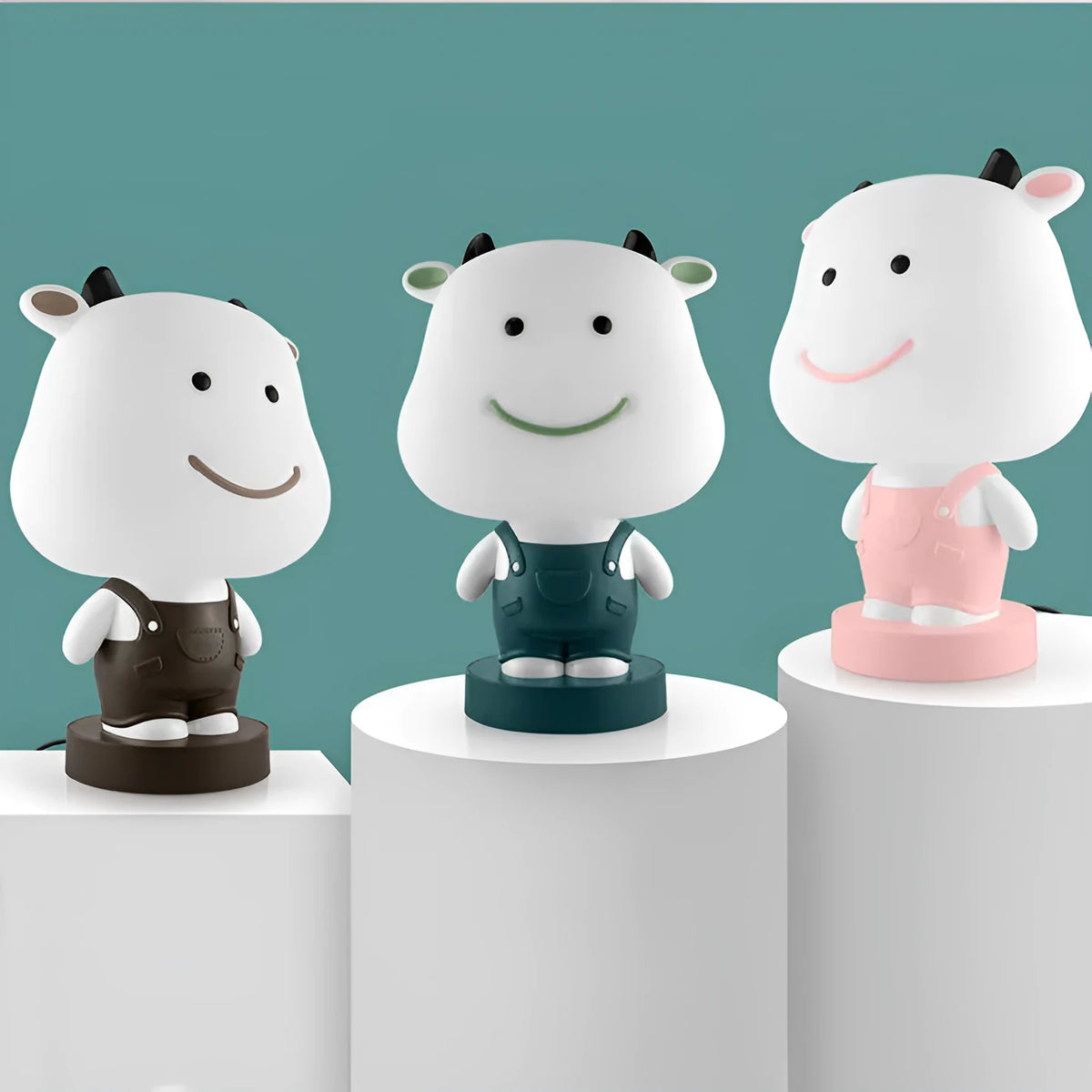 Animal cartoon table lamp with plastic shade showing bear, cattle, rabbit, or tiger design options