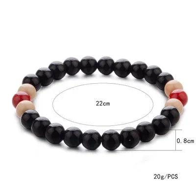 Natural lava stone healing bracelet with beaded design for essential oil absorption