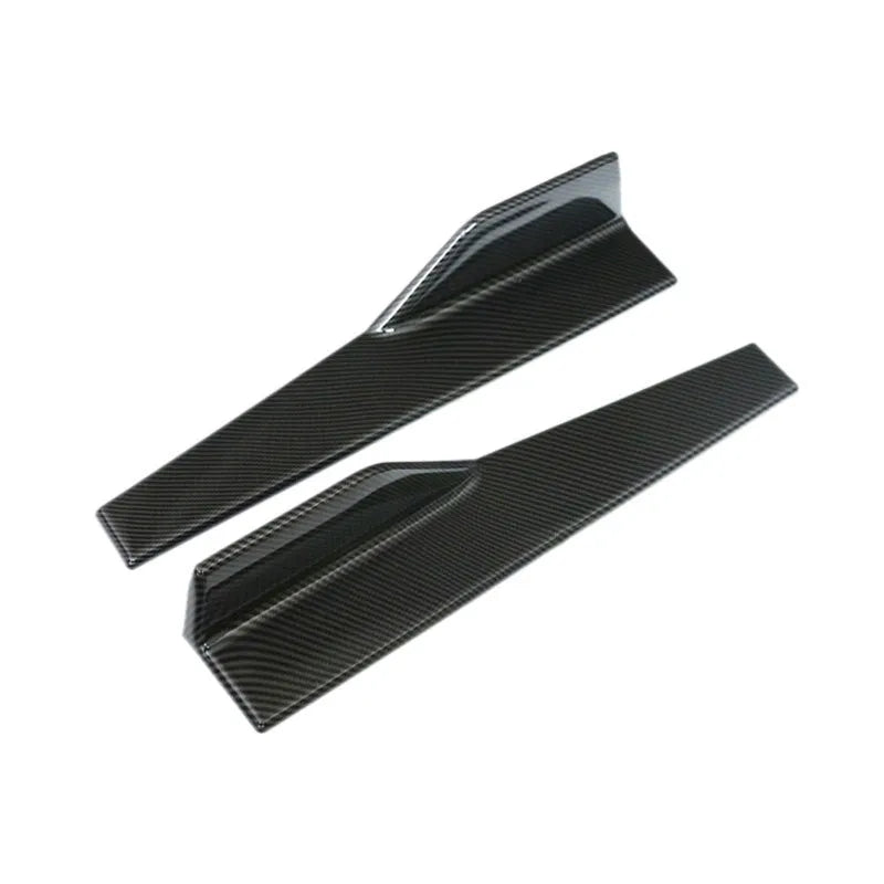 Universal PU car side skirt pair, black 3D carbon fibre pattern, 0.45 m length, 0.5 kg each