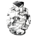 Black haze pullover hoodie shown in six sizes S to 3XL with bust 104-124cm and length 65-70cm