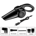 Portable handheld wet and dry vacuum cleaner in black, red, or grey, 560g, 35x9x9cm, with 4.5m cord and USB charging.