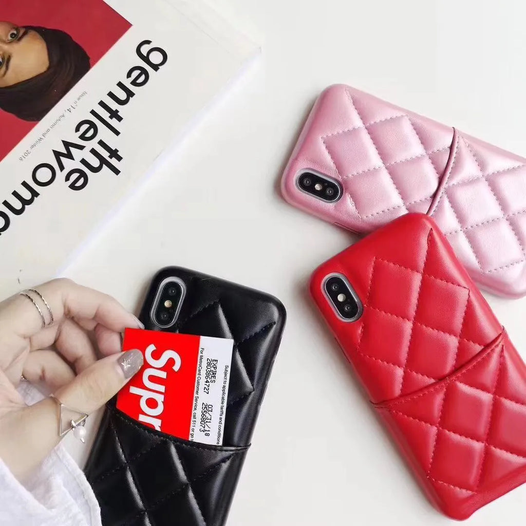 Leather iPhone case for XS Max in black, pink, or red colours