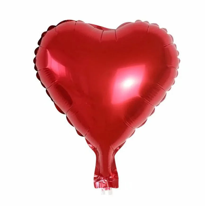 Set of five peach heart shaped aluminum foil balloons in metallic colours
