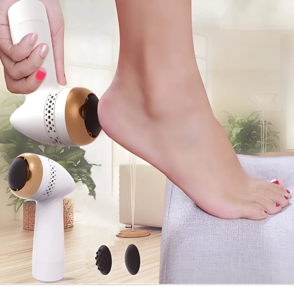 Electric vacuum foot grinder with quartz grinding heads in gold, rose gold, silver and white colour options