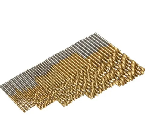 50-piece titanium coated HSS steel high speed drill bit set in storage case