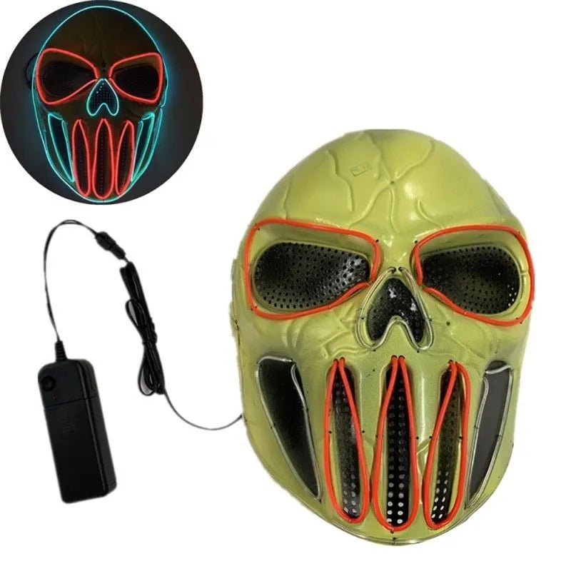 Plastic Halloween mask in ice blue and red for fancy dress and trick or treat