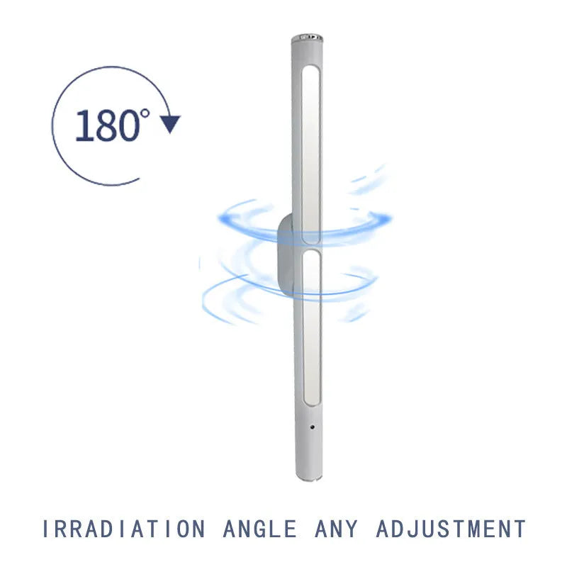 Silver handheld UV disinfection sterilisation stick, 20 x 300mm, USB rechargeable, 600mAh, 147 grams