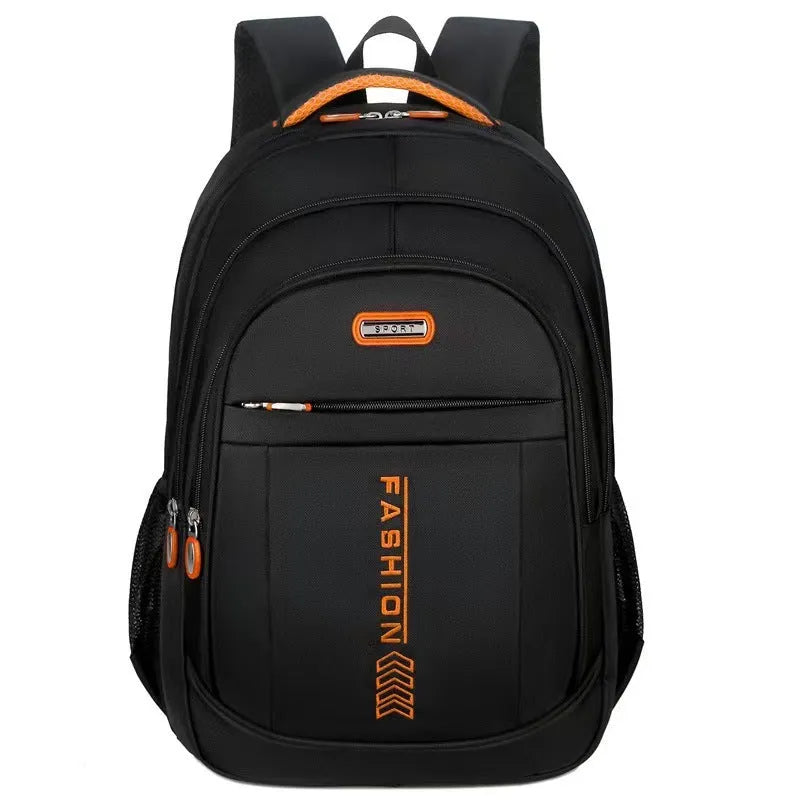 Oxford cloth business backpack with airpillow straps showing 20-35L capacity and sewing line detailing