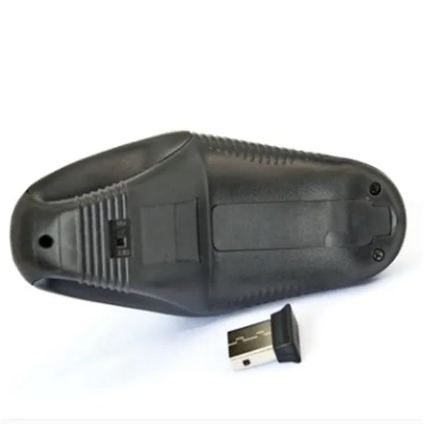 Y-10W black wireless trackball mouse with 6 buttons and 2.4GHz USB receiver on desk