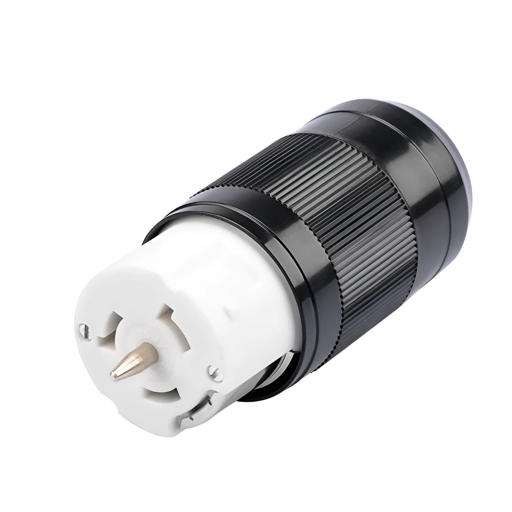 American RV 125V rear pull ring power plug with nylon housing and copper contacts