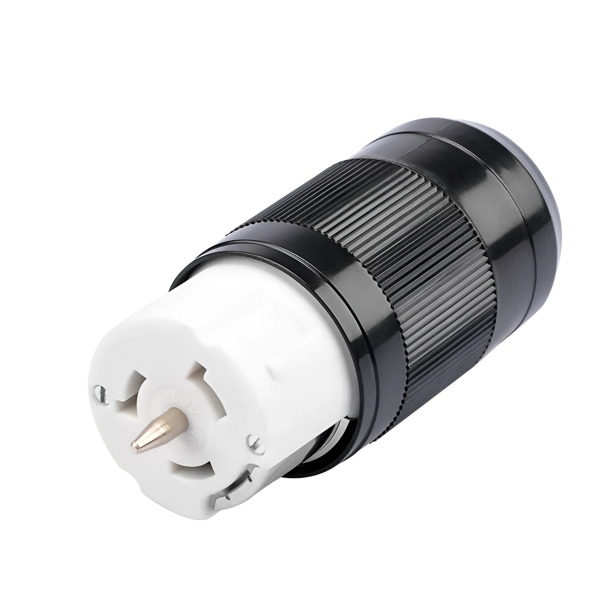American RV 125V rear pull ring power plug with nylon housing and copper contacts