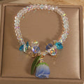 Lily Crystal Bracelet in pink artificial crystal with Japan South Korea style design
