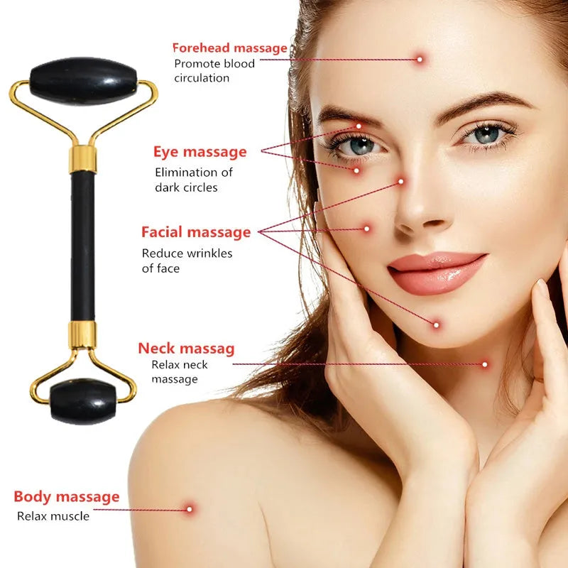 Black bianstone jade face massage bar for gua sha and facial massage