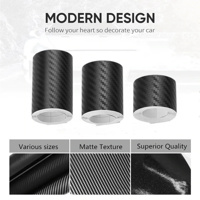 Roll of matte black 3D carbon fibre adhesive film for protecting car door sills
