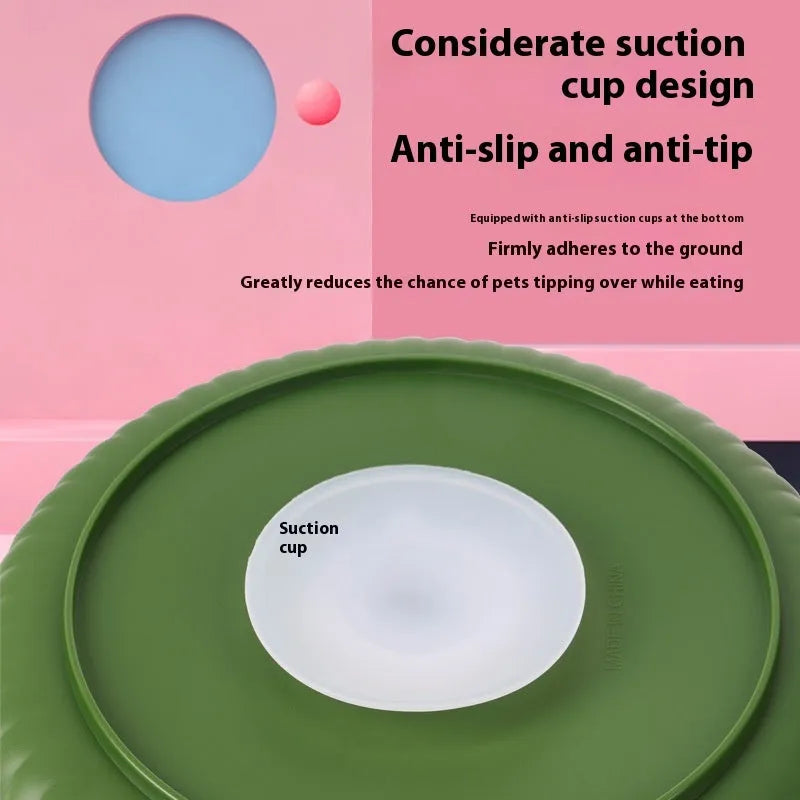 Dog slow feeder bowl with rotating game board and silicone pads in multiple colour options