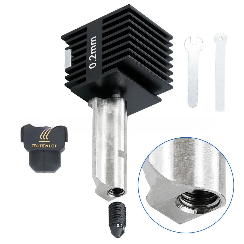 Bambu Lab A1 Mini hardened steel nozzle upgrade kit with four sizes and black silicone sleeves