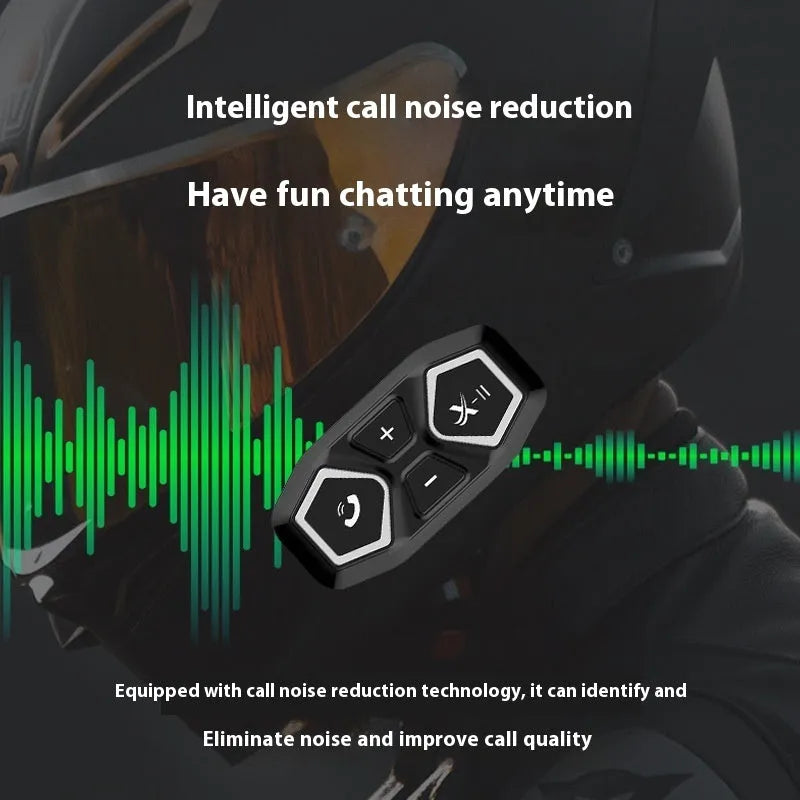 Motorcycle Bluetooth helmet headset with noise reduction, HD stereo, 50-hour battery, Hard or Soft microphone