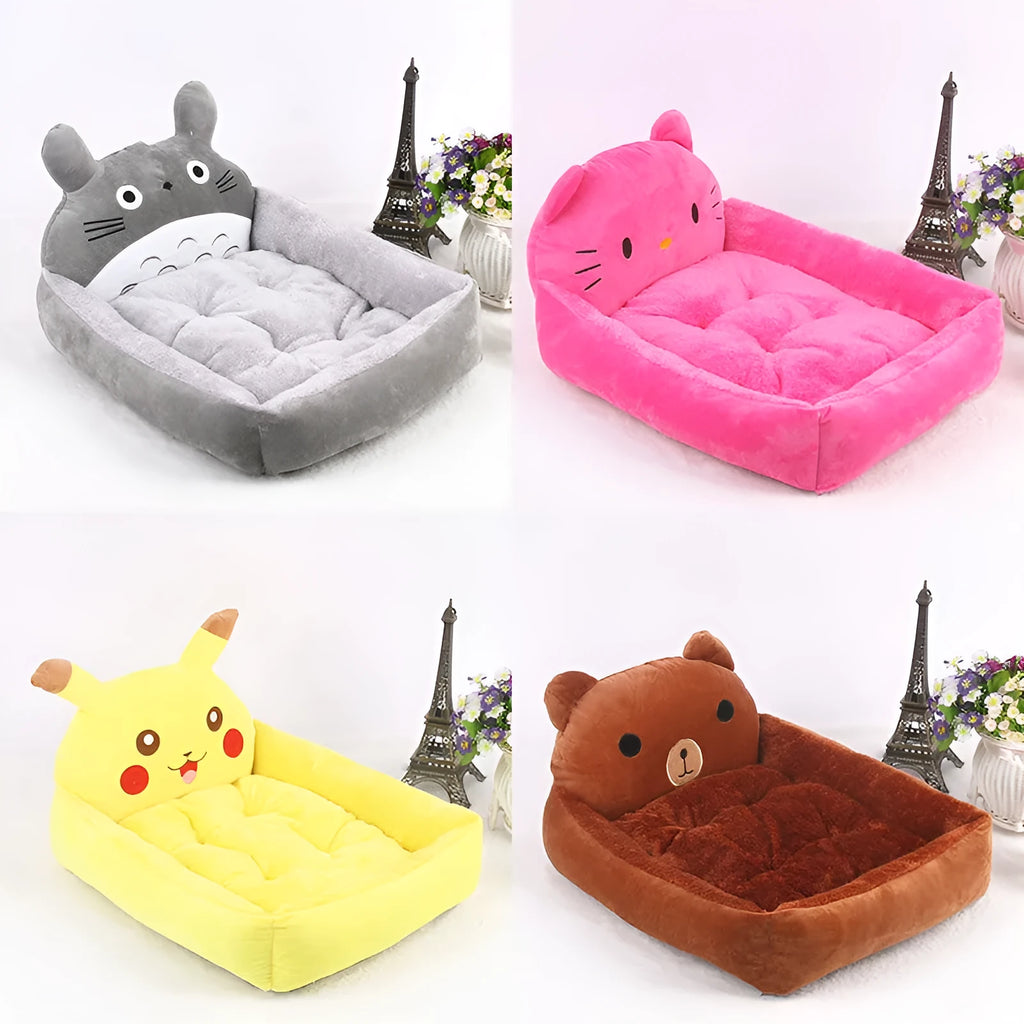 Winter warm cartoon pet bed sofa for small dogs and cats in washable plush fabric