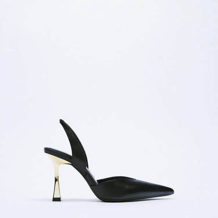 Korean style nude pointed high heels in patent leather with shallow mouth design in apricot colour