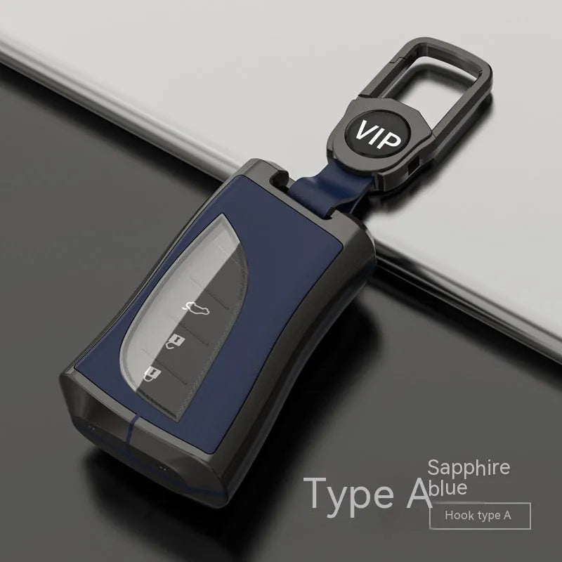 Black zinc alloy and TPU car key case for Lexus A series with metal clip and key ring cutout