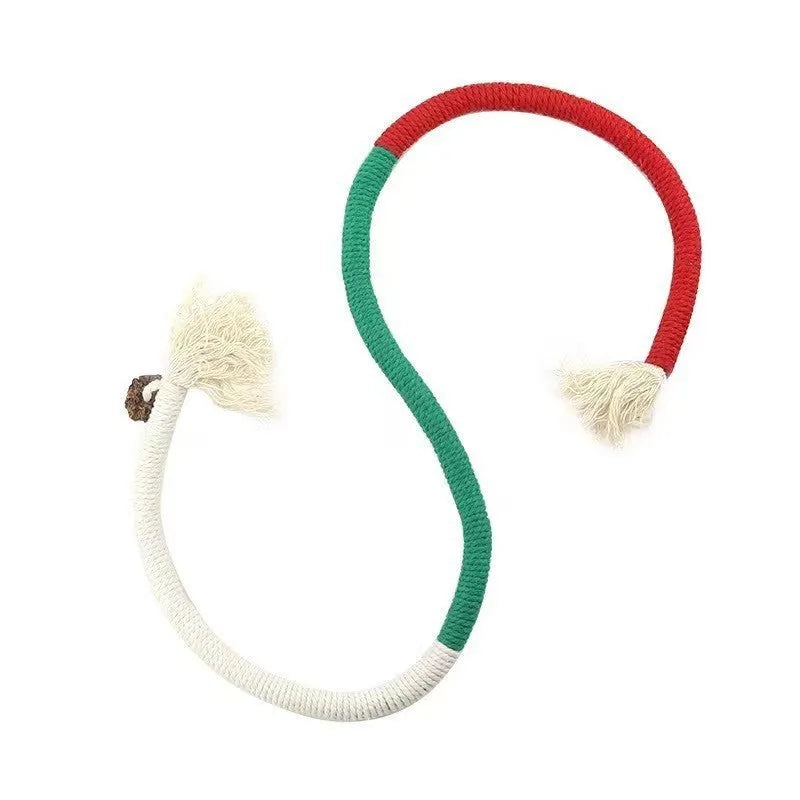 70cm long cotton string cat bite rope toy with catnip in multiple colour options.