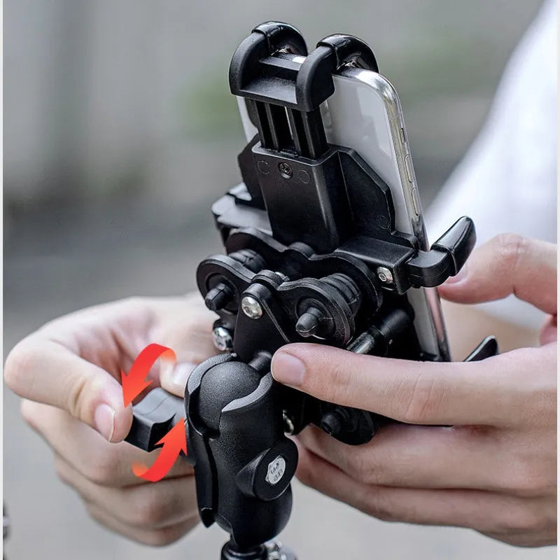 Aluminium alloy motorcycle phone bracket with eight claws and shock absorption design
