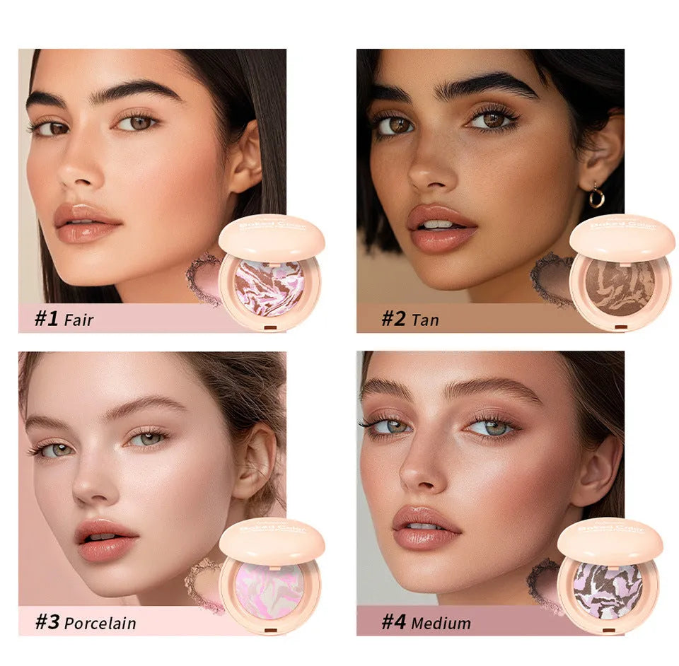 Natural face powder palette with blush highlight bronzer 10g multi-colour pans