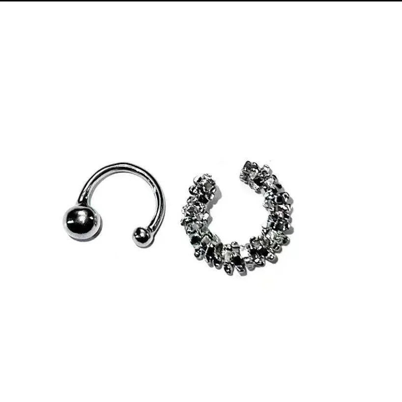 Geometric alloy clip-on earrings with irregular frosty B4710 colour patterning