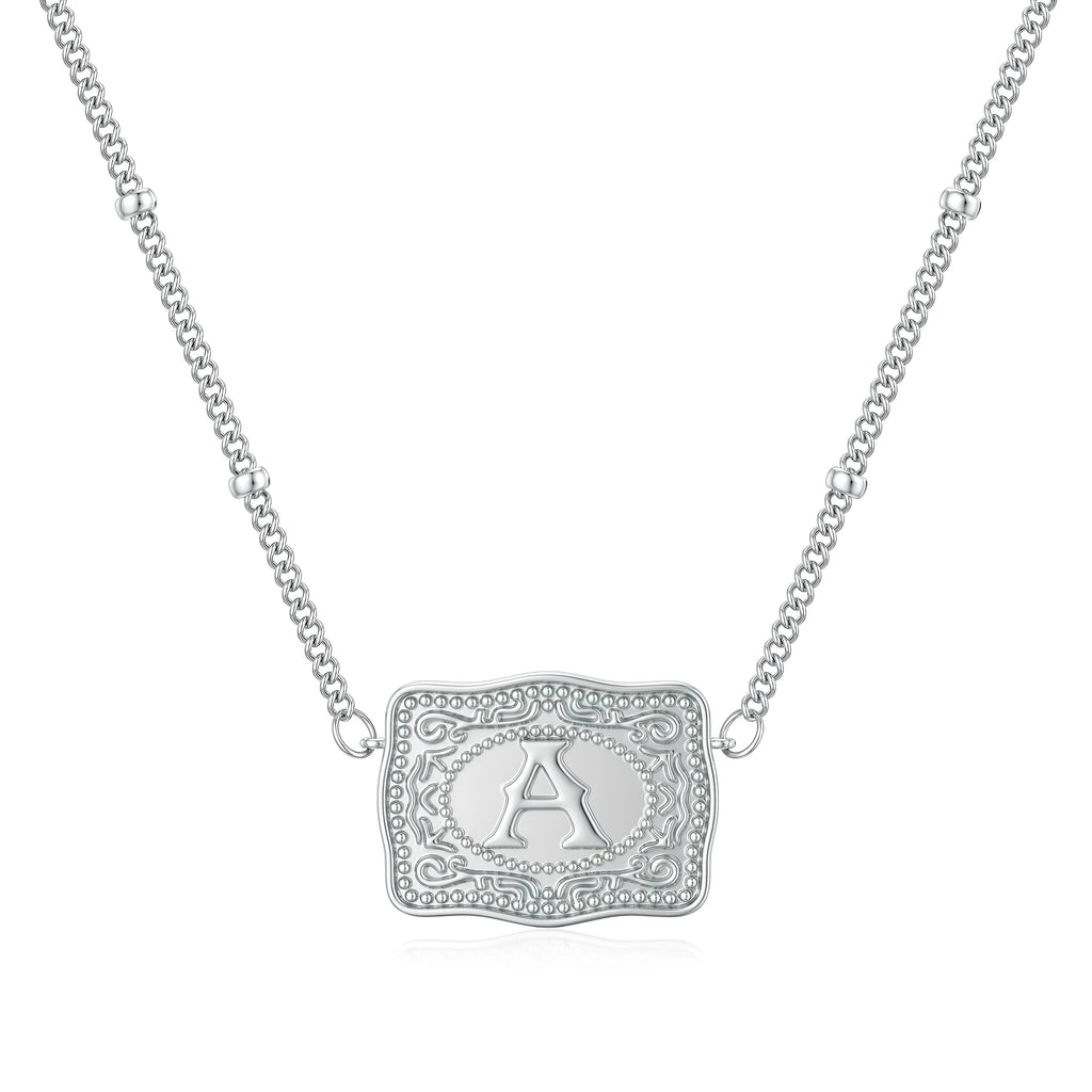 Electroplated copper necklace with European letter pendant in gold or white K finish