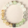 Couple crystal bracelet set with 10mm geometric design in khaki colour