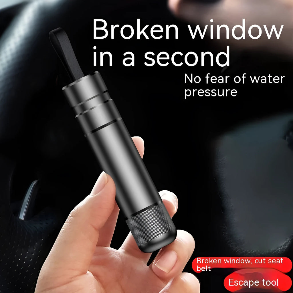 Aluminium alloy car safety hammer with sand blasted finish and PC ABS handle, 20x88mm size