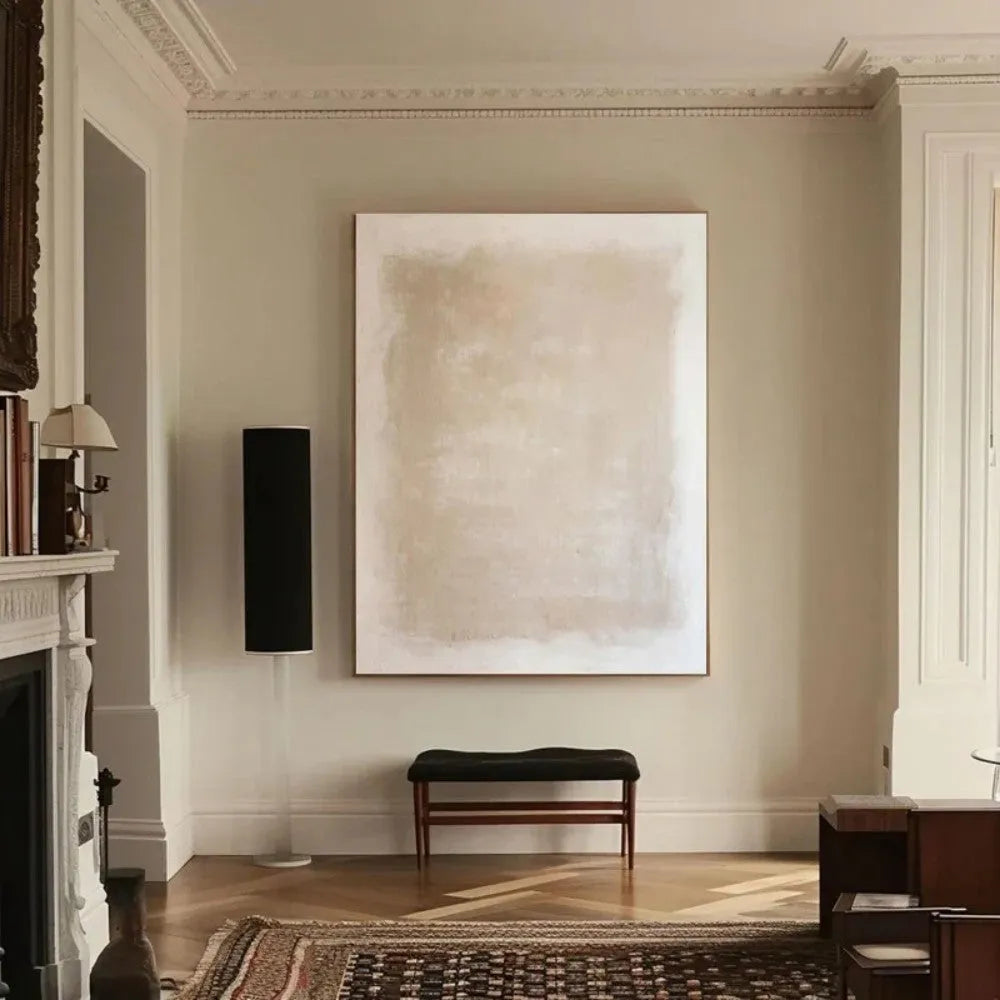 Handmade abstract oil painting on canvas, wabi-sabi minimalist wall art, rolled frameless, vertical one panel