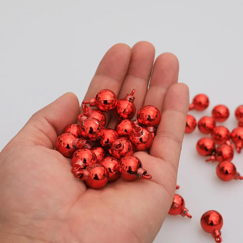 48 pack of plastic electroplated glossy mini Christmas tree hanging balls in six colours