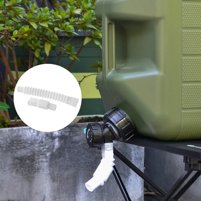 Portable 18L square PE plastic water storage container with faucet in army green for camping and car use