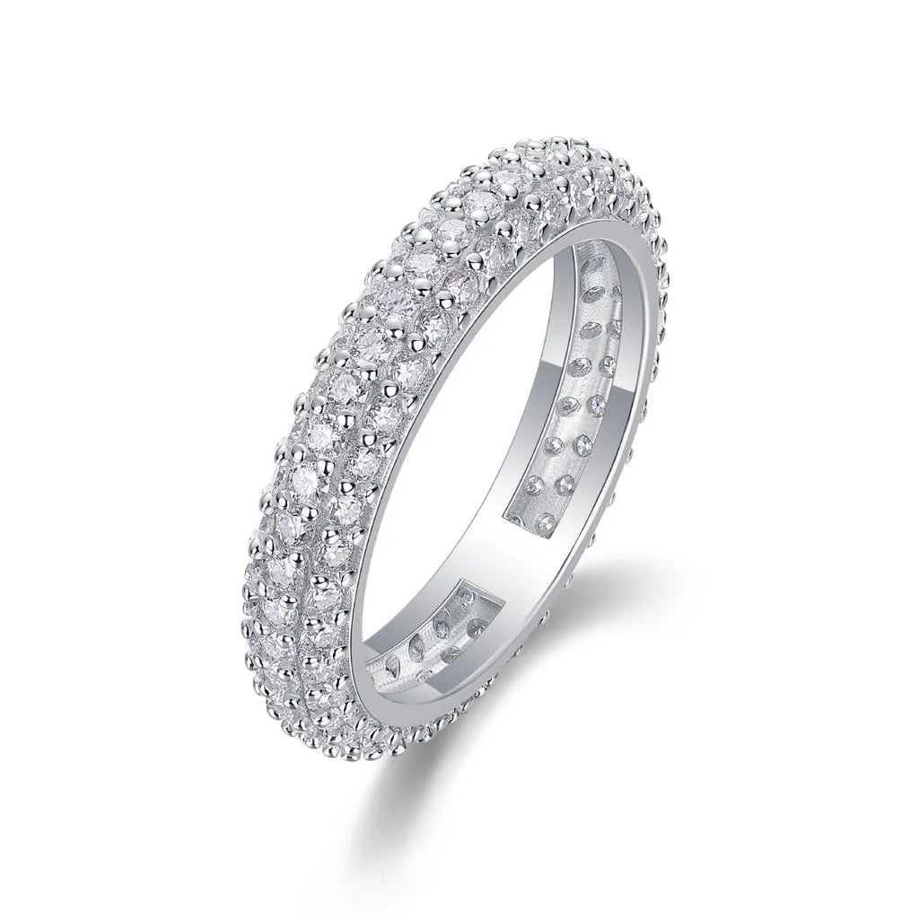 Twilight Beach moissanite wedding ring set in S925 silver with platinum plating, sizes 5-9, gift box and GRA certificate
