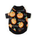 Black dog sweater with orange Halloween pumpkin pattern design