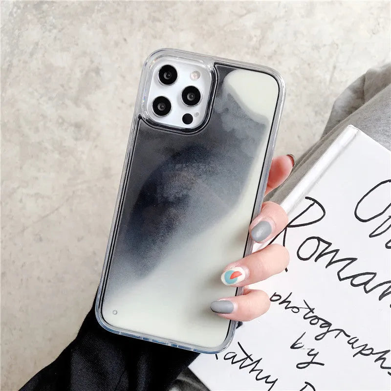 Candy Luminous Quicksand TPU+PC mobile phone case back cover in solid colour