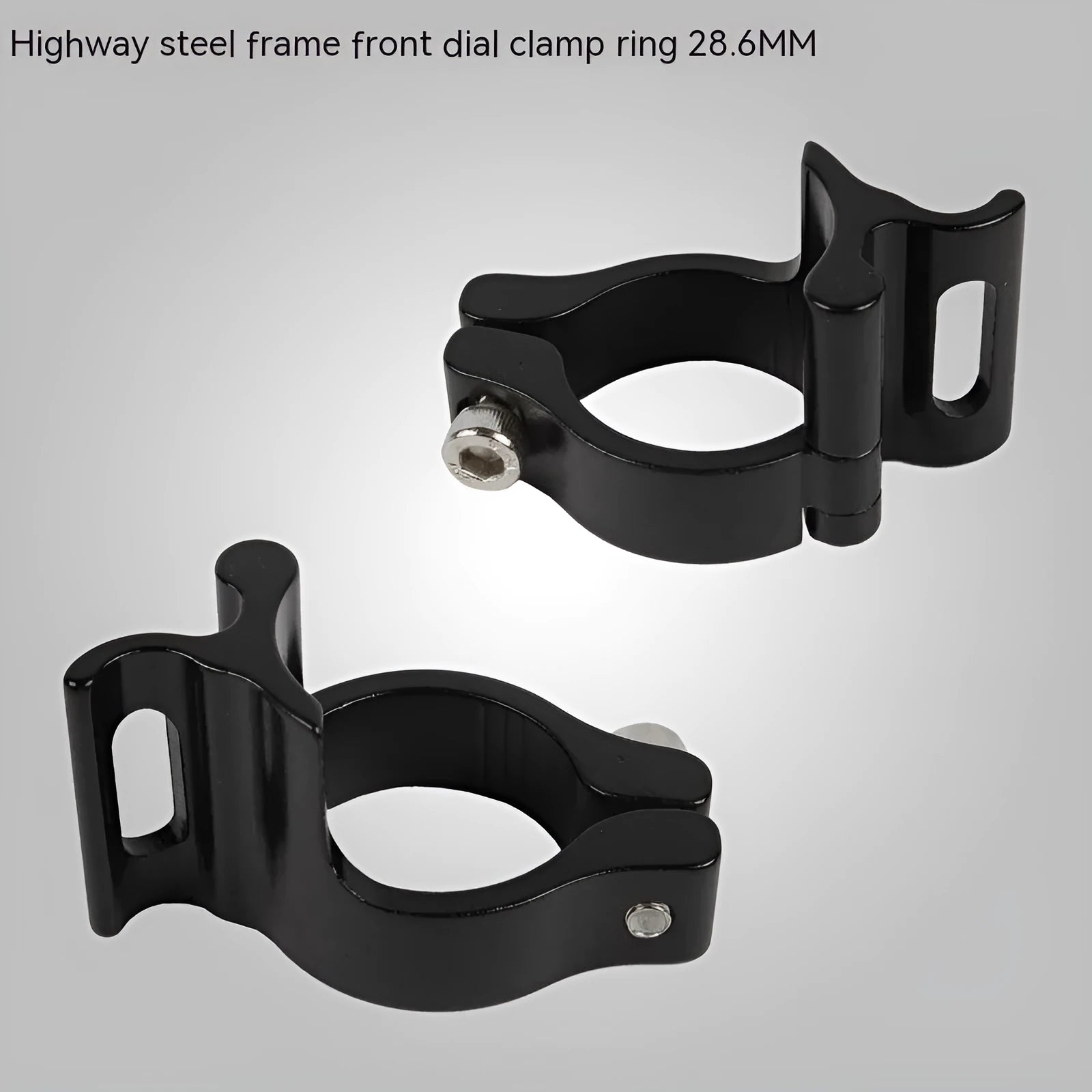 Black aluminium alloy vehicle clamp ring with 28.6mm internal diameter for automotive hoses and pipes