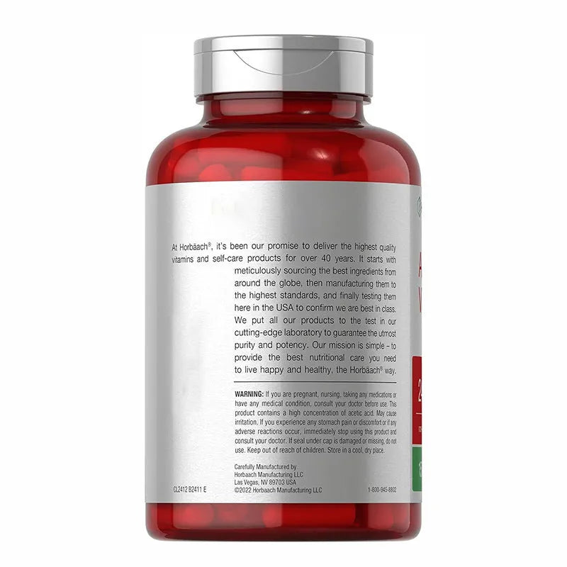 Apple vinegar dietary supplement capsules bottle containing 150 tablets