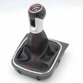 Leather gear knob and dust boot replacement part for Volkswagen Golf 5, Golf 6, and Golf 7 models.