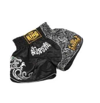 Unisex boxing sanda training shorts in black nylon polyester fabric with elasticated waistband