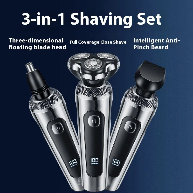 Digital USB rechargeable beard scraper with washable body and five-in-one base bracket