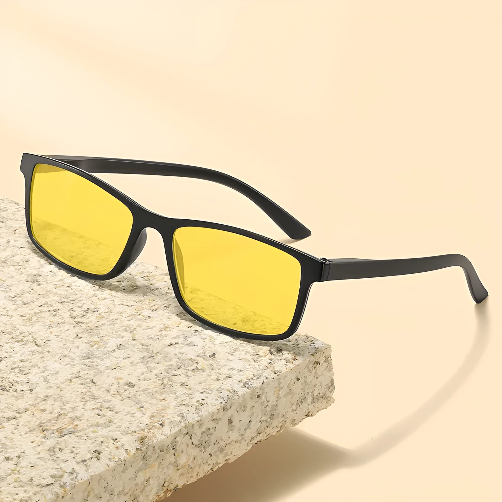 HD night vision anti-blue light glasses with PC frame in black for driving