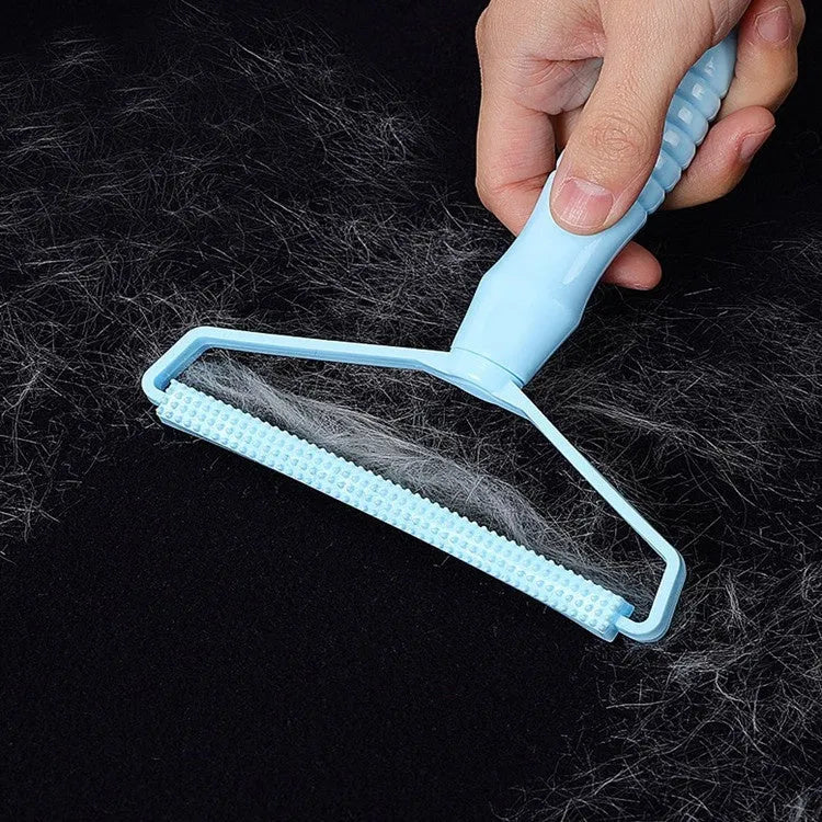Portable manual fabric shaver with double-sided copper blade and PP handle in blue, 16 x 14 x 2.5cm