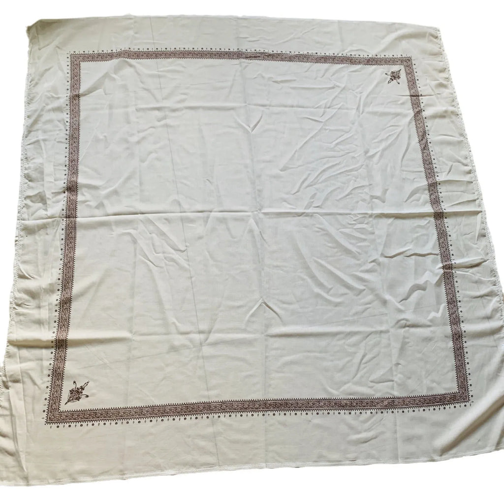 Lightweight polyester printed square scarf showing 138x138cm dimensions and available colour options