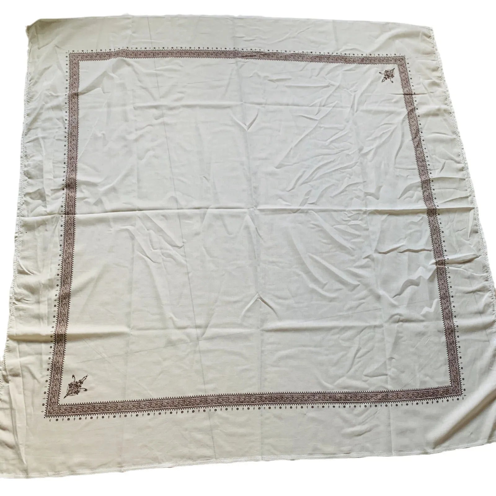Lightweight polyester printed square scarf showing 138x138cm dimensions and available colour options