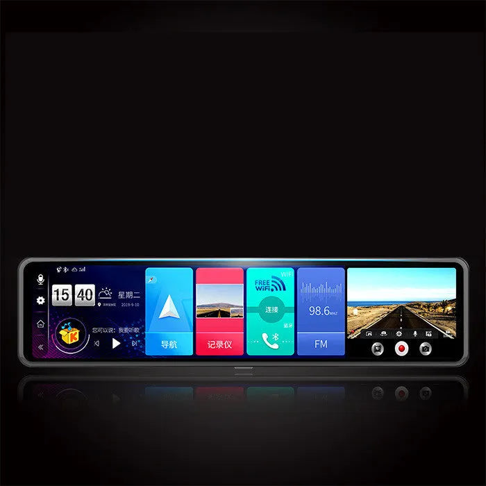 12 inch 4G smart streaming media driving recorder with 11.88 inch full screen and front and rear cameras