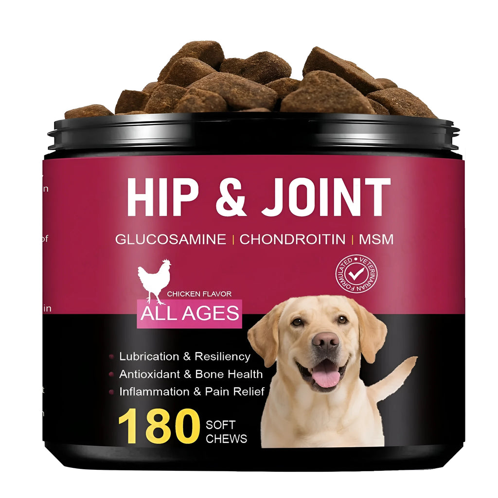 Bottle of 180 pet joint chewing tablets for dogs, general-stage chewable supplement